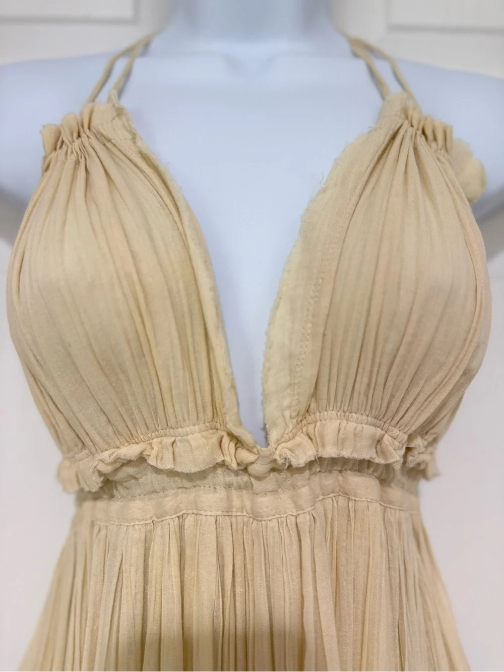 Free People 100 Degree Cream White Bohemian Party Beach Sexy Mini Dress Medium - Picture 7 of 13